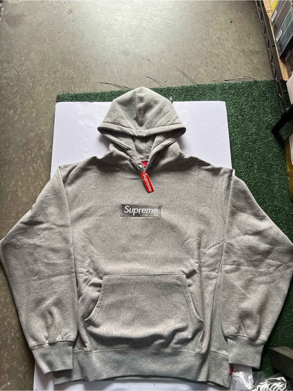 Supreme Heather Gray Box Logo Hoodie - Men's Pullover